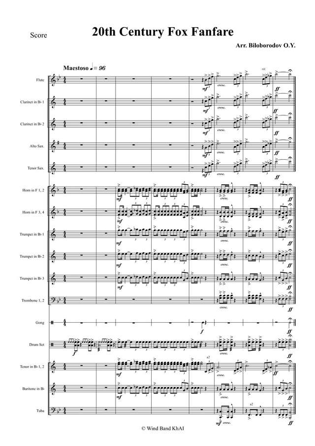 20th Century Fox Fanfare. Alfred Newman. Arr. by O. Biloborodov (партитура)_1 (1).jpg