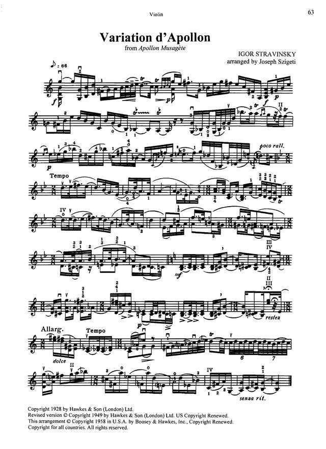 Стравинский И. Вариации Аполлона из балета 'Аполлон Мусагет' для скрипки соло.jpg
